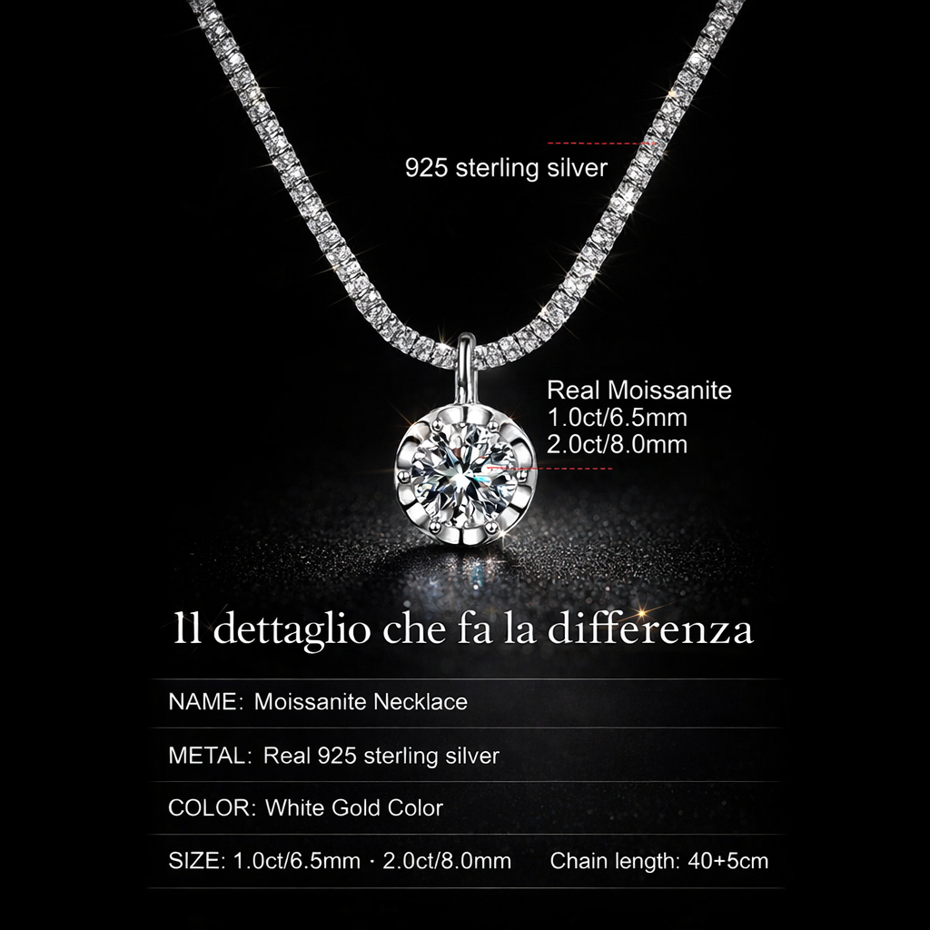 Collana Solitaria Moissanite – Brillantezza Senza Tempo